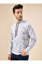 All Over Printed Hooded Lightweight Blue Sweatshirt - 2