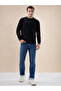 Textured Slogan Print Regular Fit Lightweight Black Sweatshirt - 5