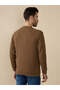 Textured Front Print Lightweight Brown Sweatshirt - 3