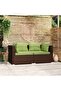 2-Seater Sofa with Cushions Brown Poly Rattan