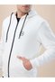 Solid Brand Logo Hooded Zipper Regular Fit White Sweatshirt - 4