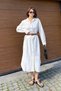 Women's Linen Textured Belt Piece Summer Midi Woven Dress - 2
