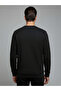 Textured Round Neck Regular Fit Black Lightweight Sweatshirt - 3