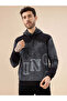 Chest Embossed Print Hooded Three Thread Fleece Sweatshirt