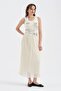 Women's Pleated Detailed Inside a Lined Design Long Skirt - 3