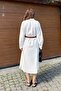 Women's Linen Textured Belt Piece Summer Midi Woven Dress - 8
