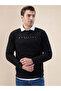 Textured Slogan Print Regular Fit Lightweight Black Sweatshirt - 6