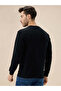 Solid Chest Typography Textured Lightweight Black Sweatshirt - 3
