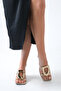 Women's Suede Slipper Gold Buckled Flat Toe Low Heels - Modern and Stylish Summer Trend - 3