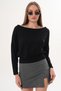 Women's Boat Neck Loose Blouse with Elastic Waist Detail 260248 - 265084