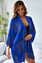 Women's Summer Patterned Belt Piece Kimono - 3