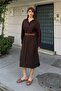 Women's Linen Textured Belt Piece Summer Midi Woven Dress - 3