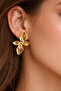Wnode Gold Colorful Four-Leaf Flower Stylish Design Gold Earrings