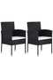 Garden Chairs with Cream White Cushions 2 pcs Black Poly Rattan
