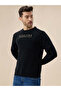 Solid Chest Typography Textured Lightweight Black Sweatshirt - 2