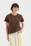 Women's Front Accessory Detail Design Short Sleeve Tshirt
