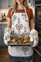 Quilted Padded Kitchen Apron Set |   Oven Gloves + 2-Piece Holder |   Çeyizlik Kitchen Set |   Canary - 4
