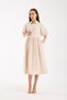 2455-Balloon Sleeve Breastfeeding Detail Cotton Maternity Wear Midi Dress