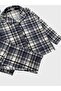 Father-Child Milan Fabric Blue Gray Striped Plaid Patterned Shirt Collar Buttoned Pajama Set - 2