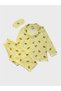 Suitable for Girls and Mother Milan Fabric Yellow Lemon Pattern Sleep Band Shirt Collar Buttoned Long Sleeve Pajama Set - 2