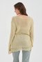 Women's Knitwear Knitted Waist Belt Detail Long Sleeve Design Blouse - 3
