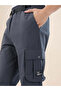 Solid Grey Athleisure Cargo Pants - 4