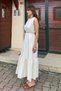 Women's Stylish Belt Detail Ruffled Linen Textured Summer Dress - 5