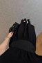 Black Midi Dress with Waist Corset - 3