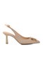 Beige Satin Thin Heeled Women's Evening Dress Shoes