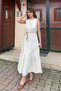 Women's Stylish Belt Detail Ruffled Linen Textured Summer Dress - 3