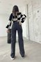 Women's High Waist Wide Leg Smoked Palazzo Jeans - 2