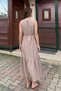 Women's Stylish Belt Detail Ruffled Linen Textured Summer Dress - 9