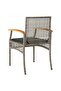 Garden Chairs with Cushions 2 pcs Grey Poly Rattan Acacia Wood - 6