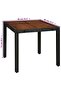 5 Piece Outdoor Dining Set Poly Rattan and Acacia Wood Black - 6
