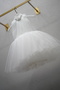 Girl's Special Series White Tulle Ruffled Dress with Floral Detail - 4