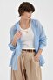 Women's %100 Linen Hooded Long Sleeve Design Shirt