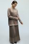 Women's Blouse with Stone Detail on the Front, Band at the Skirt Hem, Circular Neckline, Skirt with Elastic Waist, Pleated, Two-Piece Set - 4