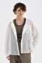 Women's %100 Linen Hooded Long Sleeve Design Shirt - 2