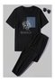 Unisex Printed Top and Bottom Tracksuit Set Oversized Crew Neck