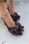 Velune Stiletto Light Brown Satin Bow Detail - 3