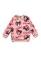 Girl's Cotton Piece Fabric Pink Color Heart Figure Patterned Long Sleeve Brushed Inside Winter Pajama Set - 6
