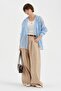 Women's %100 Linen Hooded Long Sleeve Design Shirt - 5