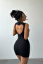Women's Bust and Backless Black Mini Dress - 3