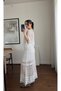 Women's Cream Full Lace Embroidered Blouse Skirt Set - 5