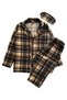 Father-Son Boy Cotton Milan Winter Fabric Beige Black Plaid Shirt Collar Buttoned Sleep Band Pajama Set - 2