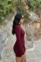 Women's Mock Neck Mini Dress with Side Drape and Buckle Detail - 6