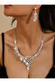 2-Piece Embellished Rhinestone Drop Necklace and Earrings Jewelry Set - 2