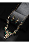 2-Piece Leaf Shape Embellished Necklace and Earrings Jewelry Set - 5