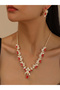 2-Piece Embellished Rhinestone Drop Necklace and Earrings Jewelry Set - 2