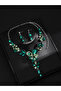2-Piece Embellished Rhinestone Drop Necklace and Earrings Jewelry Set - 3